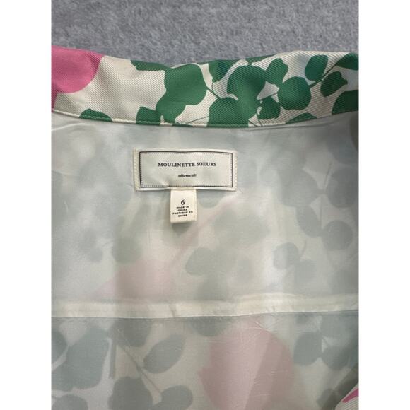 Anthropologie Moulinette Soeurs Pink Tulips Silk Dress - size 6 - Picture 2 of 11